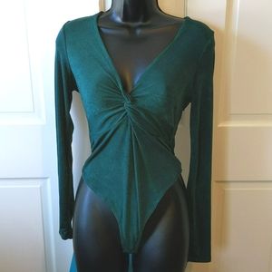 Emerald green v neck body suit M